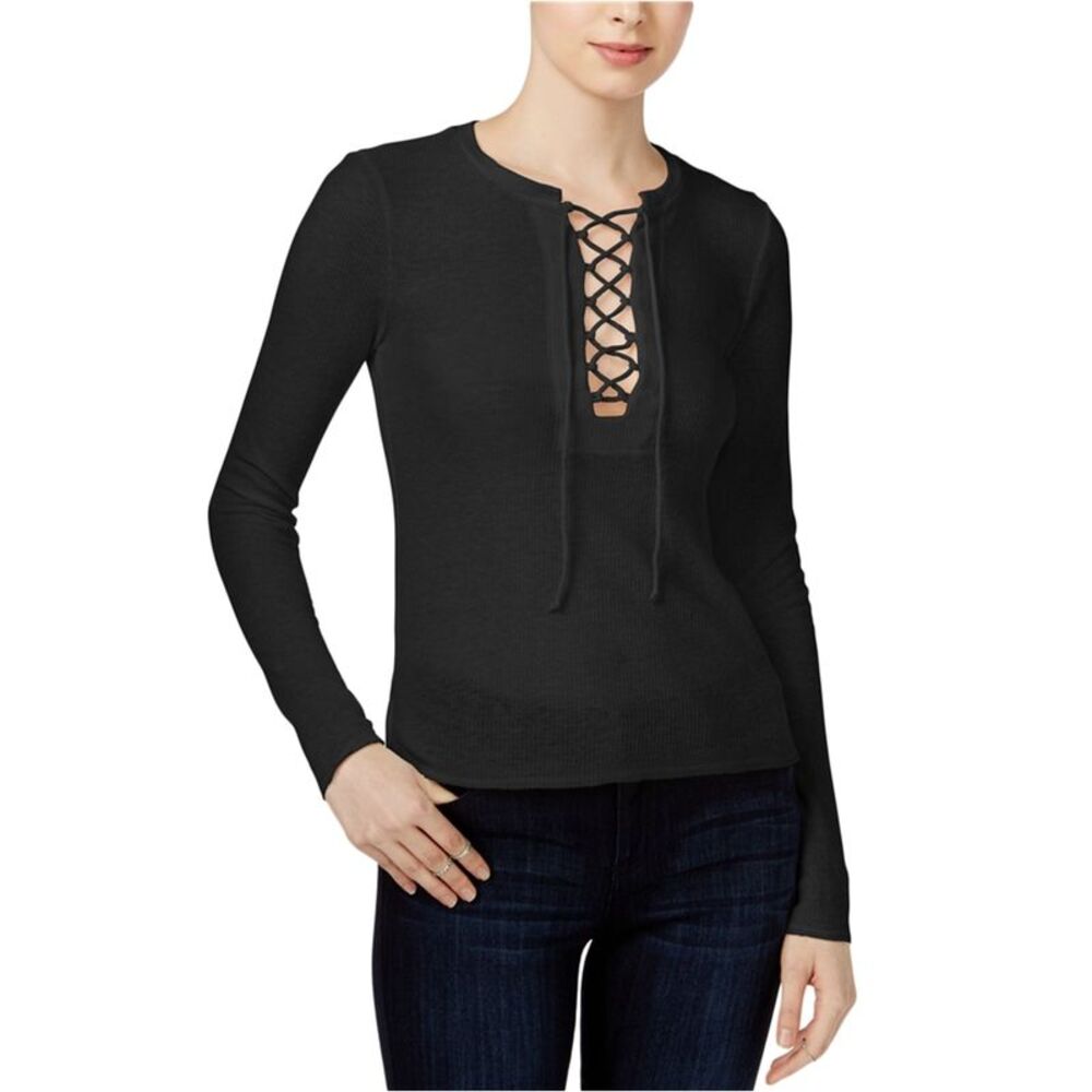 Chelsea Sky Womens Lace-Up Shell Blouse, NWT